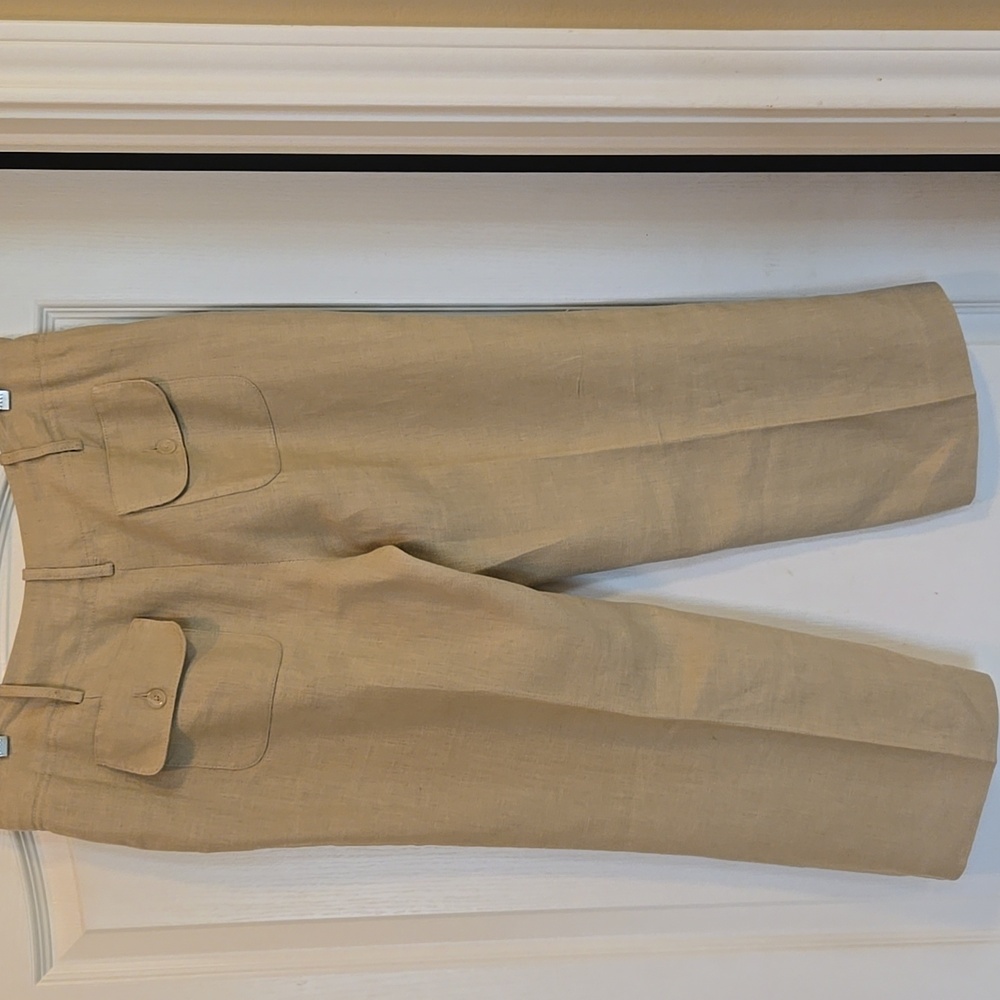 Michael Kors Beige Linen Crop/Capri Trouser Style Pants - Picture 2 of 10